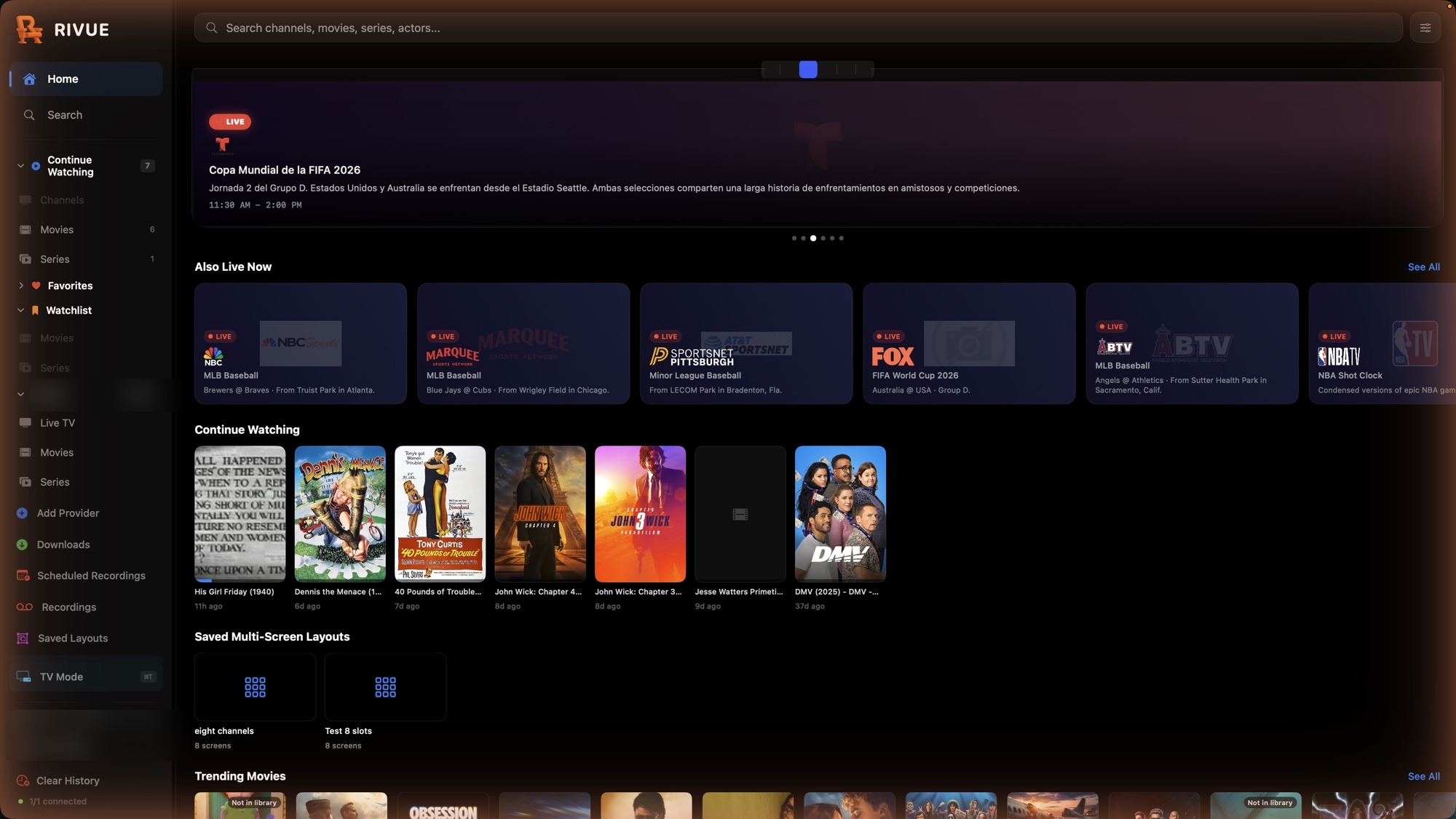 Rivue on Mac — live TV, movies, series and your library in one Apple-native app